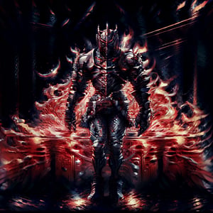 Skeleton Knight, Fully Armored, flames for eye, horror, Full body, looking_at_viewer, Quality best, Detailed, ,fantasy00d,HApollo, no helemt 