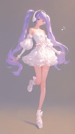 STICKER ON A WHITE BACKGROUND. green holographic silhouette, knee socks.
1girl, solo, long hair, bangs, simple background, white background, dress, bare shoulders, twintails, very long hair, blue hair, standing, purple eyes, full body, purple hair, detached sleeves, shoes, pants, character name, high heels, strapless, headphones, leg up, standing on one leg, musical note, strapless dress, white pants.
photo shoot, photo_realism.
dynamic view, shadows and dynamic lighting, soft lighting, dynamic view, splitter effect, waifu. Stylish. Cute, hot, shiny. Highly detailed uhd wallpaper, cel digital animation

,neon photography style, K-Eyes, score_9, score_8_up, score_7_up, score_6_up, score_5_up, score_4_up, just describe what you want, tag1, tag2