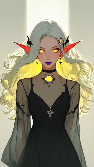 STICKER ON A WHITE BACKGROUND. green holographic silhouette, knee socks.
1girl, solo, long hair, breasts, looking at viewer, hair ornament, long sleeves, dress, jewelry, medium breasts, yellow eyes, upper body, white hair, earrings, choker, pointy ears, necklace, black dress, lips, see-through, makeup, glowing, colored skin, wavy hair, black choker, lipstick, elf, star \(sky\), glowing eyes, purple lips, bat hair ornament, black lips.
photo shoot, photo_realism, motion blur, nuance.
(dynamic view, photoshoot, golden hour, warm sunset lighting, shadows and dynamic lighting, soft lighting), dynamic view, splitter effect, waifu. Stylish. Cute, hot, shiny. Highly detailed uhd wallpaper, cel digital animation

,neon photography style, K-Eyes, score_9, score_8_up, score_7_up, score_6_up, score_5_up, score_4_up, just describe what you want, tag1, tag2,perfect eyes,detailed skin,skin blemish