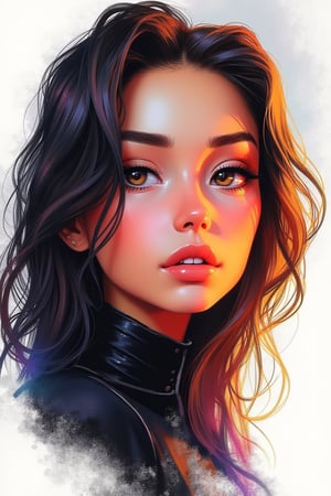 aesthetic,

score_9, score_8_up, score_7_up, (masterpiece, perfectly detailed, beautiful face, detailed eyes, vibrant colors), ultra HD, 8K, 1girl, (((full body))), long hair, brown eyes, looking away, thick eyebrows, makeup, strong lighting, black boots, chromatic aberration, simple background, white background, lightweight design, detailed design, intricate details, simple background,

add text "Drauka",

legendofnerd style, BREAK simple background, diagonal abstract structure on background, 

colored pencil, sketch, painting, paper texture,art_solyanka,SKP-highly detailed,SamYoung_Illustration