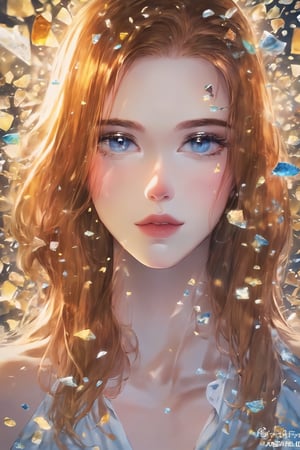 1girl, ((perfect anatomy, seductive pose, Slender body)), a girl body made of crushed glass fragments, translucent, bright color, points of internal light all over the body, amber style light, (face turned upward) complex illustration, Mysterious, muted colors, skin pores, perfect face, perfect eyes, perfect full lips, supple female form, vivid, cinematic, Film light, K-Eyes, Long Legs and Hot Body, Wonder of Beauty