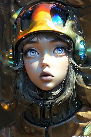 (1girl) beautiful eyes, high detail, ((clear face)), light falls on her face, art by Masamune Shirow, art by J.C. Leyendecker, {{front facing}}},  {{{facing the viewer}}}, a masterpiece, stunning beauty, hyper-realistic oil painting, vibrant colors, a xenomorph, dark chiarascuro lighting, a telephoto shot, 1000mm lens, f2,8, ,digital artwork by Beksinski, beautiful girl in space helmet with see through visor, Gopn1k, DonMD4rk3lv3sXL, beyond_the_black_rainbow, K-Eyes,K-Eyes,action shot