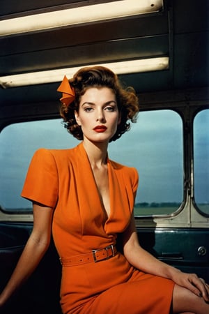 (((Iconic Guy Bourdin style but extremely beautiful)))(((Futuristic-sci-fi 1940s age style vintage))) 
(((Black short messy hair))) (((Beautiful Gorgeous, voluptuous))) 
(((Chiaroscuro light colors background))) 
(((Space Futuristic orange clothing vintage 1940s age style))) (((masterpiece,minimalist,epic, hyperrealistic,photorealistic))) (((view very zoom,view profile, Wide angle))) 
(((By Annie Leibovitz style,by Guy Bourdin style)))