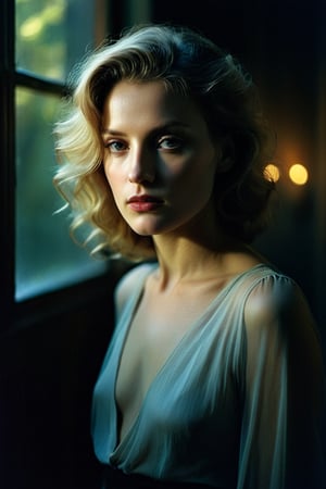 (((Iconic Woman extremely beautiful)))
(((moody atmosphere, ethereal glow, delicate interplay of light and shadow, captivating gaze, artistic expression, emotional resonance)))
(((Chiaroscuro darkness colors background)))
(((View zoom,view detailed, dutch_angle)))
(((by Annie Leibovitz style, byDiane Arbus style))),photo r3al