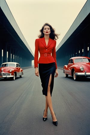 (((Iconic Guy Bourdin style but extremely beautiful)))(((Futuristic-sci-fi 1940s age style vintage))) 
(((black long straight hair 40s age style)))
(((Beautiful Gorgeous, voluptuous))) 
(((Chiaroscuro light colors background))) 
(((Space Futuristic red clothing vintage 1940s age style))) (((masterpiece,minimalist,epic, hyperrealistic,photorealistic))) (((view very zoom,view profile, Wide angle))) 
(((By Annie Leibovitz style,by Guy Bourdin style)))
