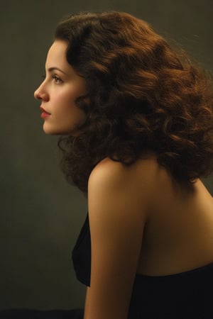 (((Iconic girl but extremely beautiful)))
(((1940s age style)))
(((large hair curly)))
(((Chiaroscuro light full colors background)))
(((masterpiece,minimalist,epic,
hyperrealistic,photorealistic)))
(((view profile,view detailed,
dutch_angle)))
(((Annie Leibovitz style, by Michael Curtiz style))),Movie Aesthetic