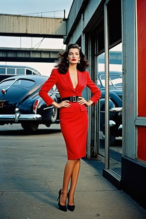 (((Iconic Guy Bourdin style but extremely beautiful)))(((Futuristic-sci-fi 1940s age style vintage))) 
(((black long straight hair 40s age style)))
(((Beautiful Gorgeous, voluptuous))) 
(((Chiaroscuro light colors background))) 
(((Space Futuristic red clothing vintage 1940s age style))) (((masterpiece,minimalist,epic, hyperrealistic,photorealistic))) (((view very zoom,view profile, Wide angle))) 
(((By Annie Leibovitz style,by Guy Bourdin style)))