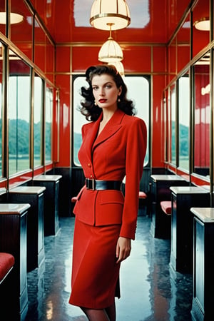 (((Iconic Guy Bourdin style but extremely beautiful)))(((Futuristic-sci-fi 1940s age style vintage))) 
(((black long straight hair 40s age style)))
(((Beautiful Gorgeous, voluptuous))) 
(((Chiaroscuro light colors background))) 
(((Space Futuristic red clothing vintage 1940s age style))) (((masterpiece,minimalist,epic, hyperrealistic,photorealistic))) (((view very zoom,view profile, Wide angle))) 
(((By Annie Leibovitz style,by Guy Bourdin style)))