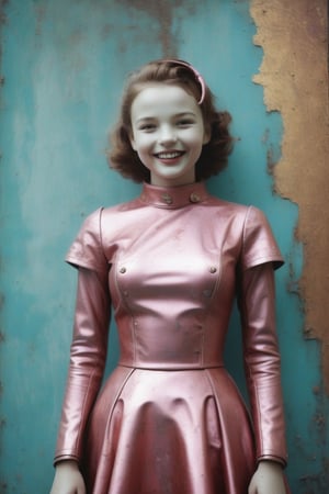 (((Robot/little girl made metal style of gum pink bichromate)))
(((light silver dark, disfigured forms))) 
(((beautiful smile, open mouth)))
(((religious subjects dress metal)))
(((1950s age style)))
(((posing for camera)))(((bronze,silver,bichromate)))
(((hasselblad 70mm camera films)))(((Masterpiece,  Best quality,  Insanely detailed fashion,  atmosphere Futuristic neón elegant))),patina metal skin,pms style, cinematic moviemaker style