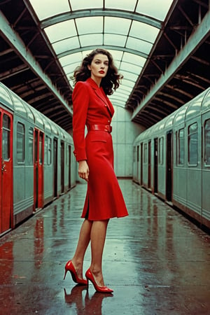 (((Iconic Guy Bourdin style but extremely beautiful)))(((Futuristic-sci-fi 1940s age style vintage))) 
(((black long straight hair 40s age style)))
(((Beautiful Gorgeous, voluptuous))) 
(((Chiaroscuro light colors background))) 
(((Space Futuristic red clothing vintage 1940s age style))) (((masterpiece,minimalist,epic, hyperrealistic,photorealistic))) (((view very zoom,view profile, Wide angle))) 
(((By Annie Leibovitz style,by Guy Bourdin style)))