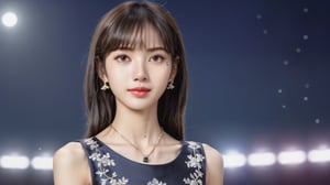 (Ultra realistic), best picture quality, (a beautiful skinny Chinese girl facing the audience :1.35), masterpiece, vivid and detailed face, (bust art :1.2), (clear and bright big eyes :1.1), dynamic pose, using the best artificial intelligence algorithm to generate pictures, Ultra HD, 32K, ultra realistic, dramatic, High detail, more detail,Moonlight background,lis4