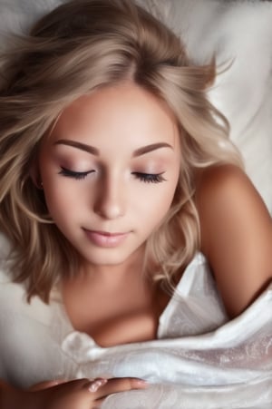 score_9, score_8_up, score_7_up, 1girl,  (close up on (face shot:1.2)
(facial headshot)
((front focus))
18-year-old caucasian blonde woman lies on a pillow, her flawless white skin glistening, eyes closed, with makeup, eyebrows, mascara, lashes, and matt red lips, the viewer can see the subject from above, her face lies at zero degrees, pointing at the viewer,  .,photo of perfecteyes eyes,sleep,lying_sexy_girl,perfecteyes eyes