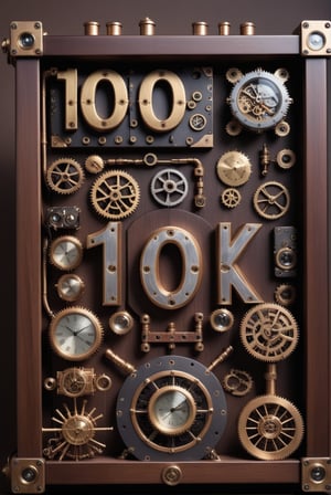 score_9, score_8_up, score_7_up, an arrangement of devices and equipment arranged in such a manner that they spell the words "10k LIKES",steampunk style