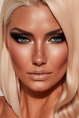 1girl, English, white skin(facial headshot)(Beauty photography:1.3)(perfect lighting)long blonde hair, make up close up shot of face and top of breasts, facing_viewer 
,photo of perfecteyes eyes, (Sagging Breasts – Concept LoRA – v1)+++, natural medium breasts, ((platinum blonde hair:1.3))(youthful and exciting appearance:1.4)(Exquisitely detailed symmetrical face)
(realistic iris)(realistic pupils)focus on the face(perfect face:1.2)attractive features

