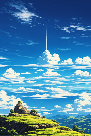  a natural heartfelt scenery, sky full of clouds, sci-fi,

 4k, ultra hd, high quality, wide field view, telephoto, your name anime style,  anime scenery, crispy detailed picture, very detailed photo, intrinsic detail,