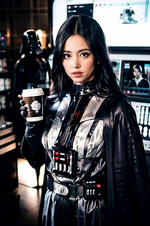 (+18) , NSFW ,

Photorealistic, 
Masterpiece, 
high resolution, 
high details ,

(2girl)masterpiece,
((Sexy woman wearing grey imperial officer uniform)) ,
(Olivia Munn face) ,
carrying a Starbucks coffee cup , 
Smoking weed,
looking at the burger king space shuttle ,
On control room of the star wars imperial vassel ,
Darth Vader in background,
(photorealistic:1.4),
((masterpiece)), 
(((best quality))),a111