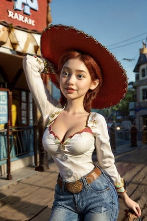 (+18) ,
Jessie is a fictional cowgirl rag doll who appears in the Disney-Pixar Toy Story franchise making her first appearance in Toy Story 2. ,
Wearing Sexy toy story costume,
Cleavage,
Full body shot,


,
JessieWaifu