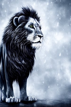 A sexy woman,
 friend with,
scarlion, lion, 
green eyes, whiskers, feline, best quality, photorealistic, raining, cloydy, hyperrealistic, ultradetailed, detailed background, photo background, digital drawing (artwork), 
[[by kenket|by totesfleisch8], by thebigslick:by silverfox5213:0.8], [by syuro, by paloma-paloma::0.2], depth of field, grey sky, intimidating,  ,scarlion,1 girl