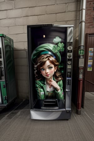 A Lucky clover 🍀 Irish gal on vending machine
