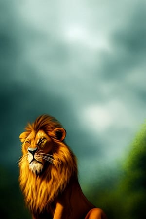 A sexy woman ,
Friend with a Lion,
Scar Lion from Lion King,
scarlion, lion, green eyes, whiskers, feline, best quality, photorealistic, raining, cloydy, hyperrealistic, ultradetailed, detailed background, photo background, digital drawing (artwork), [[by kenket|by totesfleisch8], by thebigslick:by silverfox5213:0.8], [by syuro, by paloma-paloma::0.2], depth of field, grey sky, intimidating,  