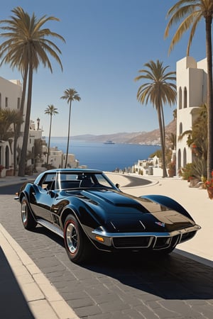 (Cinematic Photo:1.3) of (Ultra detailed:1.3) 1970’s style movie poster of a matte black 1975 corvette stingray classic racing through the Santorini boardwalk, 
((King Kong in background)) ,
,
sunlight, noir lighting dynamic angle incredibly detailed sharpen details professional lighting, 
((Sexy girls walking around)) ,
cinematic lighting, action movie aesthetic,(by Artist Alex Ross:1.3),(by Artist Coles Phillips:1.3),(by Artist Jan Urschel:1.3),Highly Detailed,(Digital Art:1.3),(Neo-Expressionism:1.3),(Victorian Gothic Art:1.3),(CineColor:1.3)