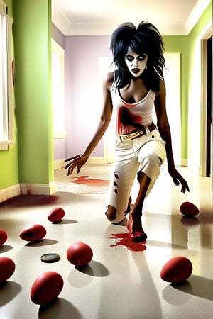 Thriller song ,
((Easter eggs on the floor)) ,
Female zombies, 