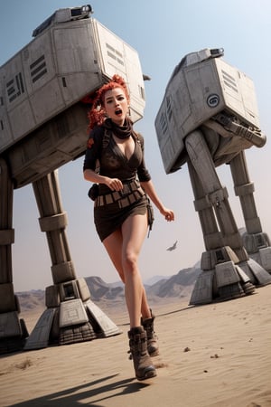 (+18) ,

A sexy Arab naked woman running away and Shouting out loud, 
A giant (AT-AT walker) with sandy military camouflage chasing ,

Sunglasses, 
Cleavage, 
Visible ample pussy, 
Microskirt, 

RAW photo, 
8k uhd, high quality, 

full_body shot, 
m4d4m, 
Star wars background, 
(georgina Rodriguez face) , 
ponytail hairstyles, 
, ,NMC,,Tulip From Storks