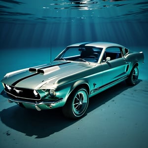 Ford mustang inside a swimming pool under water ,, 

underwater,macro shot,c_car