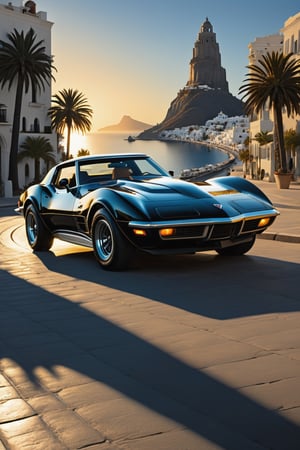 (Cinematic Photo:1.3) of (Ultra detailed:1.3) 1970’s style movie poster of a matte black 1975 corvette stingray classic racing through the Santorini boardwalk with ((King Kong in background)) ,
,
sunlight, noir lighting dynamic angle incredibly detailed sharpen details professional lighting, 
cinematic lighting, action movie aesthetic,(by Artist Alex Ross:1.3),(by Artist Coles Phillips:1.3),(by Artist Jan Urschel:1.3),Highly Detailed,(Digital Art:1.3),(Neo-Expressionism:1.3),(Victorian Gothic Art:1.3),(CineColor:1.3),more detail XL