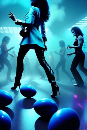 Thriller song ,
((Easter eggs on the floor)) ,
Lovely colours, 
Beautiful Female zombies, 