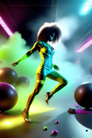 Thriller song ,
((Easter eggs on the floor)) ,
Lovely colours, 
Beautiful Female zombies, 