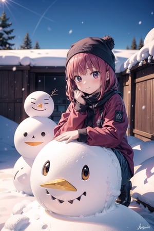 Nino nakano, snow ,nino nakano,midjourney,snowman
