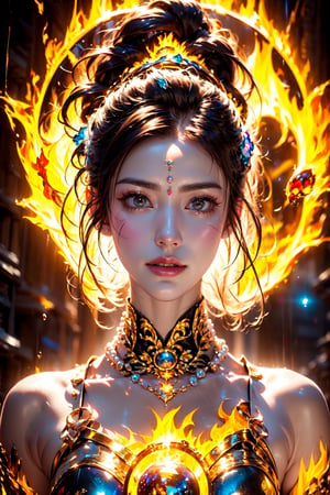 (goddess),(naked),(magic circle),(fire),best quality, masterpiece, beautiful and aesthetic, 16K, (HDR:1.4), high contrast, bokeh:1.2, lens flare, (vibrant color:1.4), (muted colors, dim colors, soothing tones:0), cinematic lighting, ambient lighting, sidelighting, Exquisite details and textures, cinematic shot, Warm tone, (Bright and intense:1.2), wide shot, by playai, ultra realistic illustration, siena natural ratio, anime style, (Renaissance fantasy theme:1.2), (cute girl costume:1.4), half body view, long length layered bob cut, (expressionless:0.8), Orange bracelet, wearing a beautiful white outfit and furry white hat. Vintage art style, a beautiful Swedish girl, icy eyeshadow, Pale skin, a pearl necklace, Mistyrose-hued portrait blending styles of John Raymond Garrett, Richard Corben, Gahan Wilson, featuring detailed facial features with sharp eyes and soft skin texture, chiaroscuro lighting, high contrast, pen and ink, ultra fine detailing.
,glowing forehead,