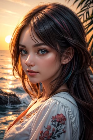 perfect face, (beautiful and aesthetic:1.2), colorful, walk, dynamic angle, (Realistic:1.4), illustration, (high quality:1.3), (ultra detailed, ultra highres), 32K, (Beautifully Detailed Face and Fingers), (Five Fingers) Each Hand, sharp focus, professional dslr photo, photoreal, 1girl , kawaii, (masterpiece, best quality, official art :1.2), (((Generate a realistic sunset over the ocean with vibrant colors))),
nice hand, nice fingers, volumetric fx, (((intricate detailed))), extremely detailed CG, (soft light, dramatic light, sharp, HDR), perfect image, perfect anatomy, extra wide shot, (official art, extreme detailed, highest detailed),