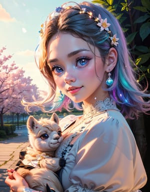 (masterpiece, best quality), (absurdres:1.3), (ultra detailed, ultra highres:1.1), 8K, UHD, realistic,photorealistic:1.37 ,beautiful detailed eyes,beautiful detailed lips , (classical lolita costume:1.5), slightly smile, (((with cute baby alpaca))) , magical aura, whimsical, colorful sunshine ,rays of sunlight peeping through the trees,soft dappled light,peaceful atmosphere,magical creatures,playing alpaca, sparkling fairy dust,soft glow,x,y,z style painting,blending colors,vibrant hues,dreamlike scenery,Realism, (sparkling eyes:1.3), art by Jean-Gabriel Domergue, a cute teenage, 1girl, (15yo, child face), a ultra hd detailed painting, Jean-Baptiste Monge style, bright, beautiful, splash, Glittering, filigree, rim lighting, extremely fluffy, magic, surreal, fantasy, digital art, by wlop, by artgerm, (junji ito style:1.3) , (Andrei Belichenko style:1.3), (extra wide shot:1.6), smooth skin, mgln,cryptids