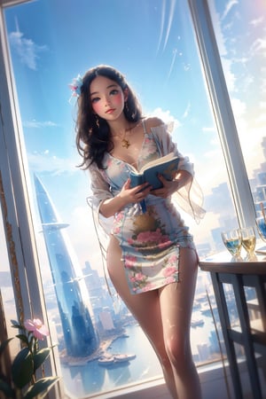 1girl, solo, (masterpiece), (absurdres:1.3), (ultra detailed), HDR, UHD, 16K, ray tracing, vibrant eyes, perfect face, award winning photo, beautiful, shiny skin, (highly detailed), clear face, teenage cute delicate girl, (shy blush:1.1), (high quality, high res, aesthetic:1.1), (dynamic action pose:1.3) ,slightly smile, lens flare, photo quality, big dream eyes, ((perfect eyes, perfect fingers)), iridescent brown hair, vivid color, perfect lighting, perfect shadow, realistic, stunning light, (atmosphere :1.6), nice hands, insane details ,high details ,kawaii, (extra wide shot: 1.8)

(Sharp focus realistic illustration:1.2), a giant glass sphere containing a small ecosystem, surrounded by measurement devices is installed in large-scale factory, a girl Priest stands next to the sphere, divine magic, sacred texts, ceremonial robes, incense, healing spells, blessing rituals, BREAK intricate illustrations, delicate linework, fine details, whimsical patterns, enchanting scenes, dreamy visuals, captivating storytelling, church and stain glass background, messy interior, book, elemental, feature,Alouette_La_Pucelle,emilia (re:zero),flower, ((pink gold style)),Add more details,More Detail,(crystalline style),