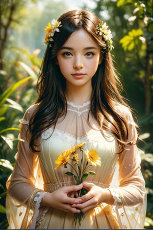 kawaii, (Realistic: 1.2), (illustration: 1.2), (masterpiece:1.4), (best quality:1.1), high resolution illustration, coloful, intricate details, cinematic light, depth of field, (finely detailed face), (beautiful face:1.3), (extra wide shot:1.3), brilliant color, 8K, 16K, UHD, HDR, ultra detailed, perfect light, perfect shadows, David Hockney and Vincent Van Gogh, Blue and orange, Tempera painting, Colorful Shadows, A silhouette of a young girl with flowing hair, standing in a field. She holds a red heart-shaped object, possibly a flower, in her hand. The background is framed within a heart shape, with a gradient of colors transitioning from a light beige at the top to a darker hue at the bottom. The overall mood of the image is serene and dreamy, evoking feelings of love and tranquility., painting, conceptual art, illustration, volumetric lighting, ray tracing, high dynamic range, ultra-realistic, complex detail, atmospheric, maximalist digital matte painting, detailed matte painting, detailed, fantastical, splash screen, complementary colors, fantasy concept art, resolution, centered, divine bright, cinematic smooth, volumetric lighting, creative, surreal hallucinatory intricately detailed sharp focus, professional ominous concept art, cinematic composition, golden ratio, 