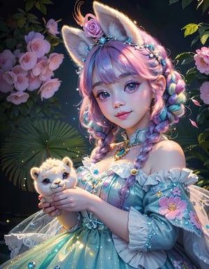 (masterpiece, best quality), (absurdres:1.3), (ultra detailed, ultra highres:1.1), 8K, UHD, realistic,photorealistic:1.37 ,beautiful detailed eyes,beautiful detailed lips , (classical lolita costume:1.5), slightly smile, (((with cute baby alpaca))) , magical aura, whimsical, colorful sunshine ,rays of sunlight peeping through the trees,soft dappled light,peaceful atmosphere,magical creatures,playing alpaca, sparkling fairy dust,soft glow,x,y,z style painting,blending colors,vibrant hues,dreamlike scenery,Realism, (sparkling eyes:1.3), art by Jean-Gabriel Domergue, a cute teenage, 1girl, (15yo, child face), a ultra hd detailed painting, Jean-Baptiste Monge style, bright, beautiful, splash, Glittering, filigree, rim lighting, extremely fluffy, magic, surreal, fantasy, digital art, by wlop, by artgerm, (junji ito style:1.3) , (Andrei Belichenko style:1.3), (extra wide shot:1.6), smooth skin, mgln,cryptids,realism
