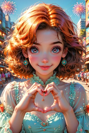 (best quality),(masterpiece:1.1),(extremely detailed CG unity wallpaper:1.1), (colorful:1.2),(panorama shot:1.4),looking at viewer,from above,2 girls ,15yo, (Disney cosplay :1.4), (Disney land Tokyo background :1.4), adorable hair, fun, smile, flowers (innocent grey), 16K, UHD, HDR, rose, twilight, perfect shadow, (perfect fingers :1.4), perfect face, five fingers for each hand, (heart hands pose :1.4), FANTASY , fireworks, score_9, score_8_up, score_7_up, 