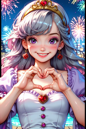 (best quality),(masterpiece:1.1),(extremely detailed CG unity wallpaper:1.1), (colorful:1.2),(panorama shot:1.4),looking at viewer,from above,2 girls ,15yo, (Disney cosplay :1.4), (Disney land Tokyo background :1.4), adorable hair, fun, smile, flowers (innocent grey), 16K, UHD, HDR, rose, twilight, perfect shadow, (perfect fingers :1.4), perfect face, five fingers for each hand, (heart hands pose :1.4), FANTASY , fireworks, score_9, score_8_up, score_7_up, 