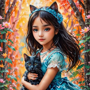 Whimsical folk art picture of a (little girl) and (cat) hugging each other.
,Perfect skin,t4ni4,ADD MORE DETAIL