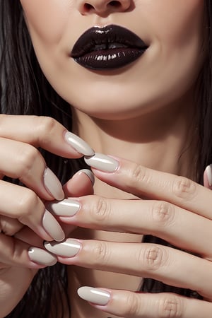 fingers, gray_fingernails , black_hair ,lip_gloss, ,photorealistic