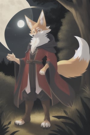 night moonlight forest Personification furry Therianthropy fox  wizard 