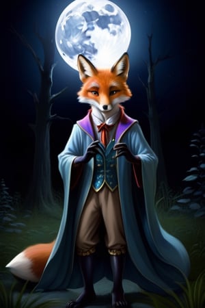night moonlight forest  Personification fox magician
 