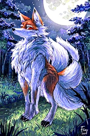night moonlight forest Personification furry Therianthropy fox wizard