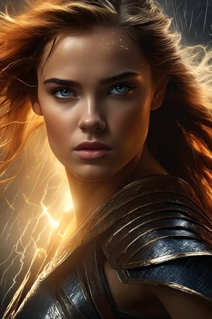 breathtaking illustration of beautiful young (sexy:2.0) brave irish female warrior coming out from storm with thunder and lightning, alluring, (perfect eyes:2.0), (perfect hands:2.0), evocative dynamic action pose . dark and moody style, Splash art, sharp focus, focus on eyes, hyperrealistic, volumetric lighting, dramatic lighting, cinematic lighting, exquisite details, highly detailed, UHD, 64k resolution