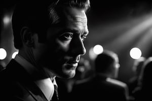 breathtaking ethereal film noir photograph, night jazz in dark and smokie night club . black and white, dark and moody style, Splash art, soft focus, focus on eyes, hyperrealistic, volumetric lighting, dramatic lighting, cinematic lighting, exquisite details, highly detailed, UHD, 64k resolution, hires