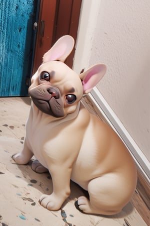 beautiful baby,3D , french bulldog