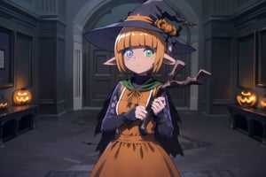 
(masterpiece), (best quality), 8k illustration
, , solo,  , , heterochromia, (one blue eye on the left of the image, one green eye on the right of image:1.3), pointy ears
1child, Halloween wallpaper, Halloween background, orange and yellow theme, mare bello fiore, in death tree garden, black rose, (Halloween party:1.4), (Halloween decoration:1.4), (orange witch dress:1.4), indoor, in haunted house 