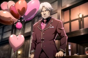 (masterpiece), (best quality), 8k illustration, , 
//Character,
, 1male, solo, gift, sebas
//Fashion,
//Background,
Valentine , Valentine , red and pink theme, heart, chocolate, love, in bar, pink bar, pink suit, pink outfit, heart-shaped pink balloons, balloons party 